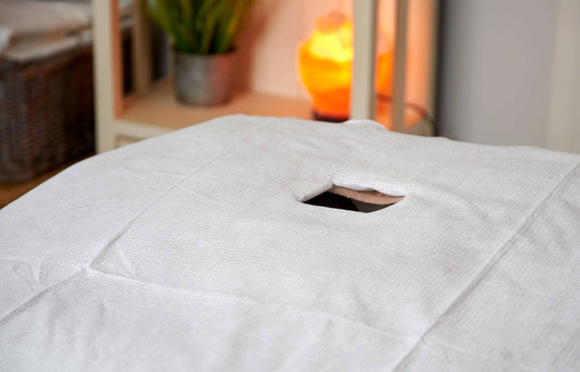 Scrummi Spa Sheet with Face Hole - 200 x 80 cm - 15 st - Biologiskt nedbrytbar Förbrukning Scrummi