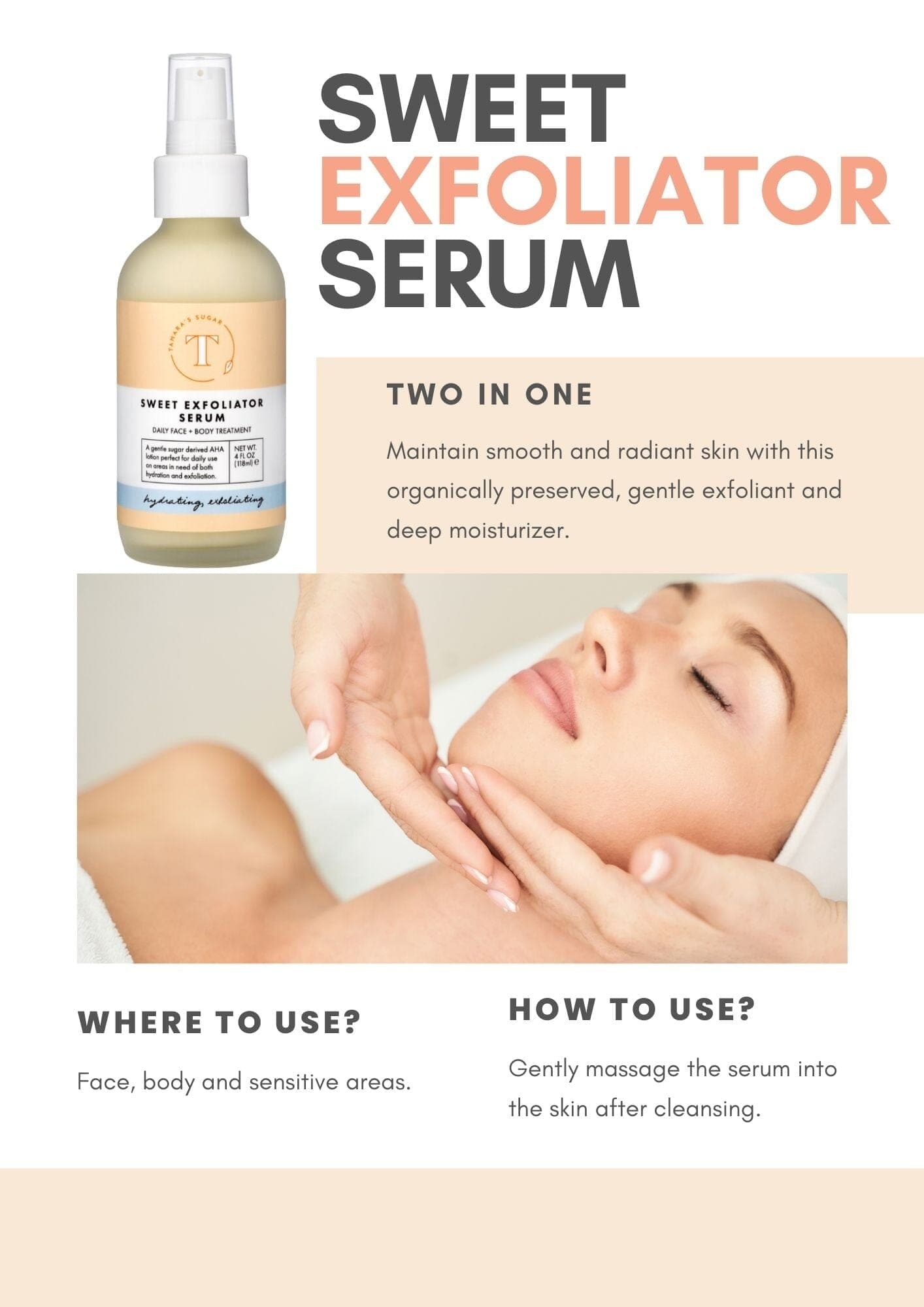 Tamara's Sweet Exfoliator Serum | Print-at-home Marketing Savvy Sugaring