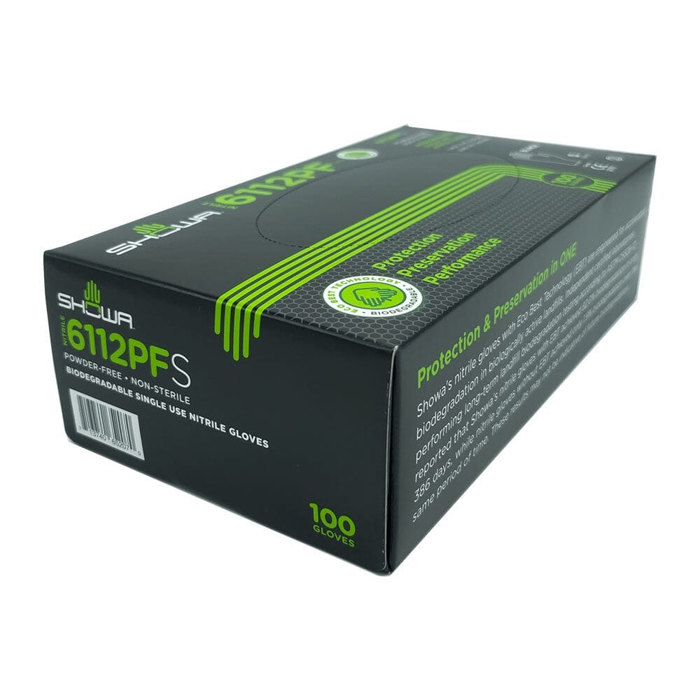 Showa 6112PF Nitrile Biodegradable Gloves - Black - 100 count Förbrukning Showa 